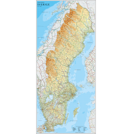Sverigekarta 1:9milj 79x176cm