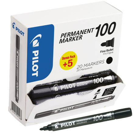 Mrkpenna Pilot 100 svart 20fp