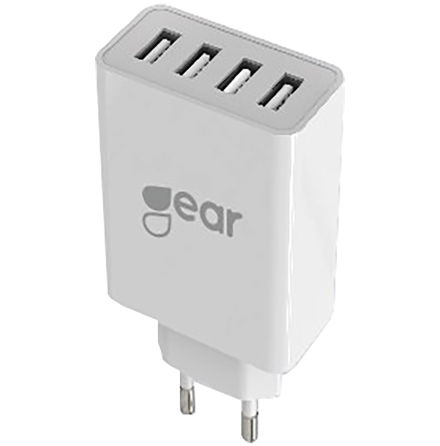 GEAR Laddare 220V 4xUSB-A 5A/2