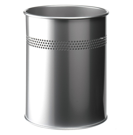 Papperskorg metall 15l silver